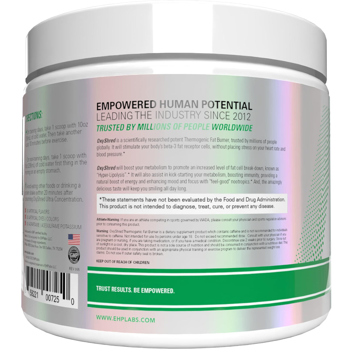 EHP Labs OxyShred Pre Workout Powder - Preworkout Powder with L Glutamine & Acetyl L Carnitine, Energy Boost Drink - Cosmic Blast, 60 Servings