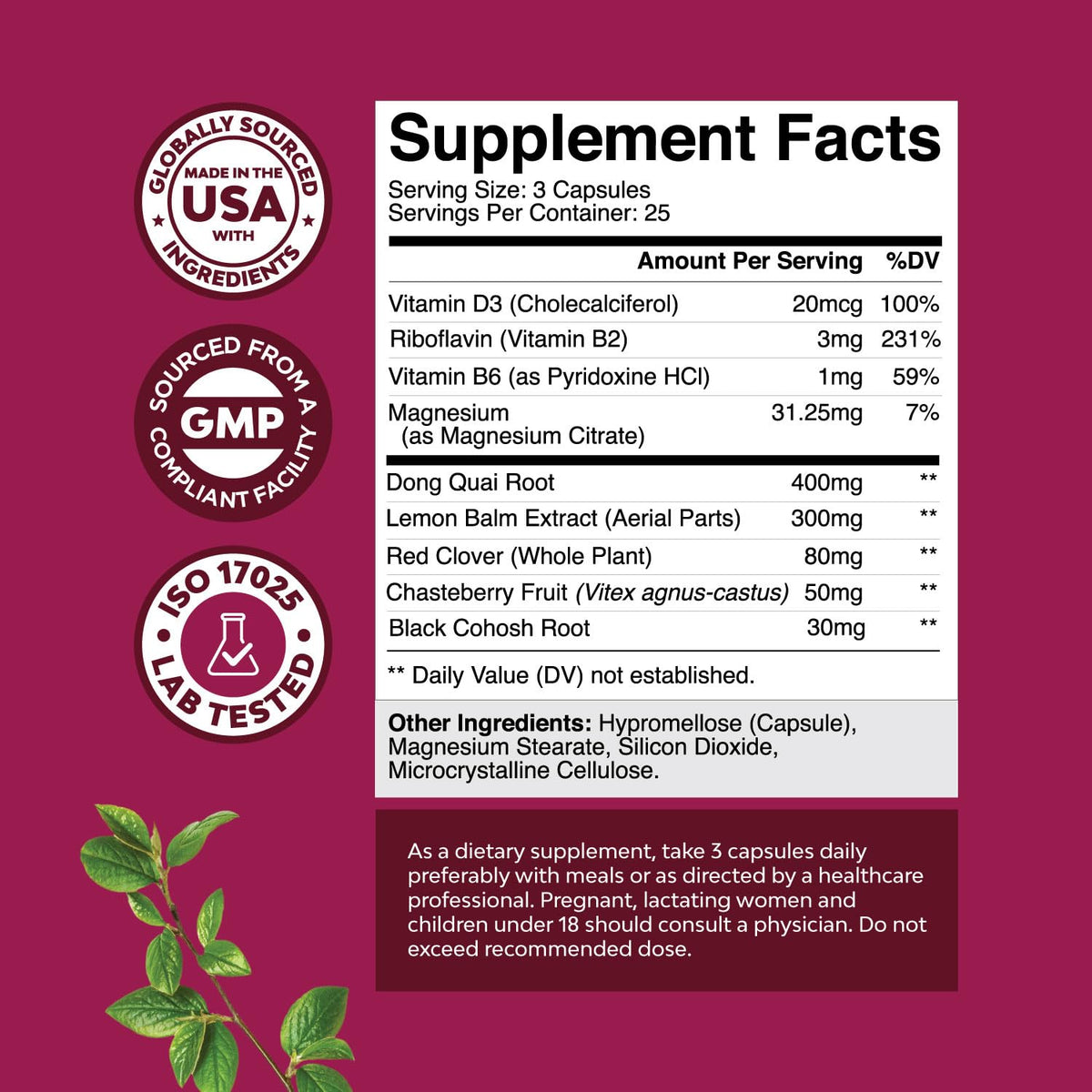 Soy Free Menopause Supplement for Women - Herbal Menopause Relief for Women for Night Sweats
