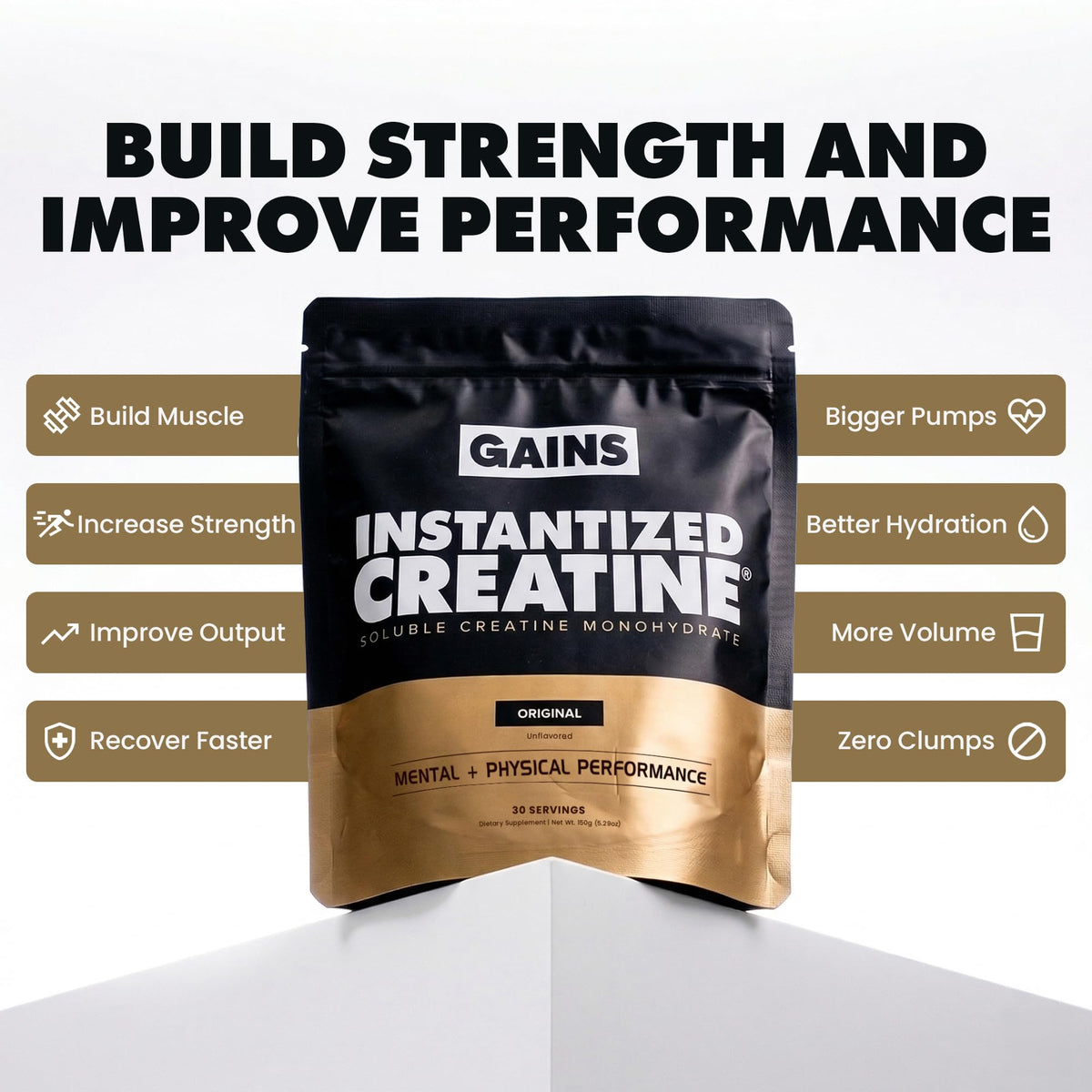 Gains in Bulk Instantized Creatine Monohydrate, Unflavored, 100 Servings