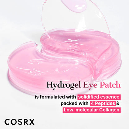 COSRX Pink Peptides Collagen Hydrogel Eye Patch for Puffy Eyes and Dark Circles, Under Eye Mask, 60 Under Eye Patches, Korean Skin Care