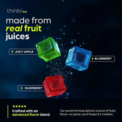 Thinbi Creatine Gummies for Women & Men, Monohydrate, Blueberry, 120 Count