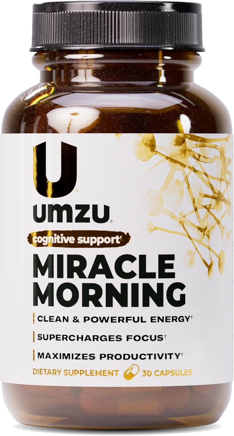 UMZU Miracle Morning Energy Support Supplement, 30 Day Supply | PurCaf Caffeine and Theacrine, Organic Ingredients, Morning Energy, Focus and Mood Support, Daily Energy and Focus Supplement