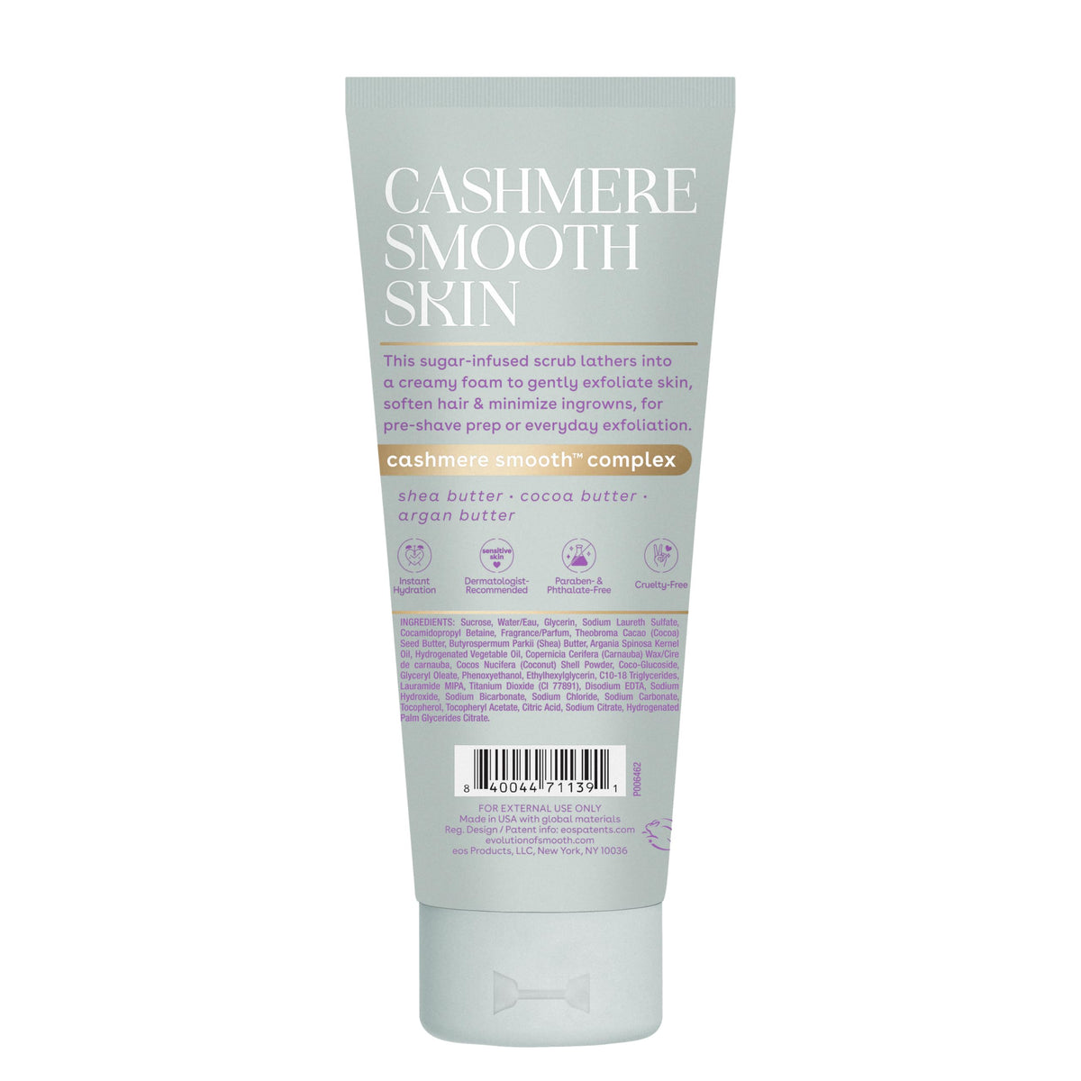 eos Cashmere Skin Collection Pre-Shave Scrub- Vanilla Cashmere, Exfoliating Body Scrub, Vanilla Body Scrub, Hydrating, Shea Sugar, 7 fl oz