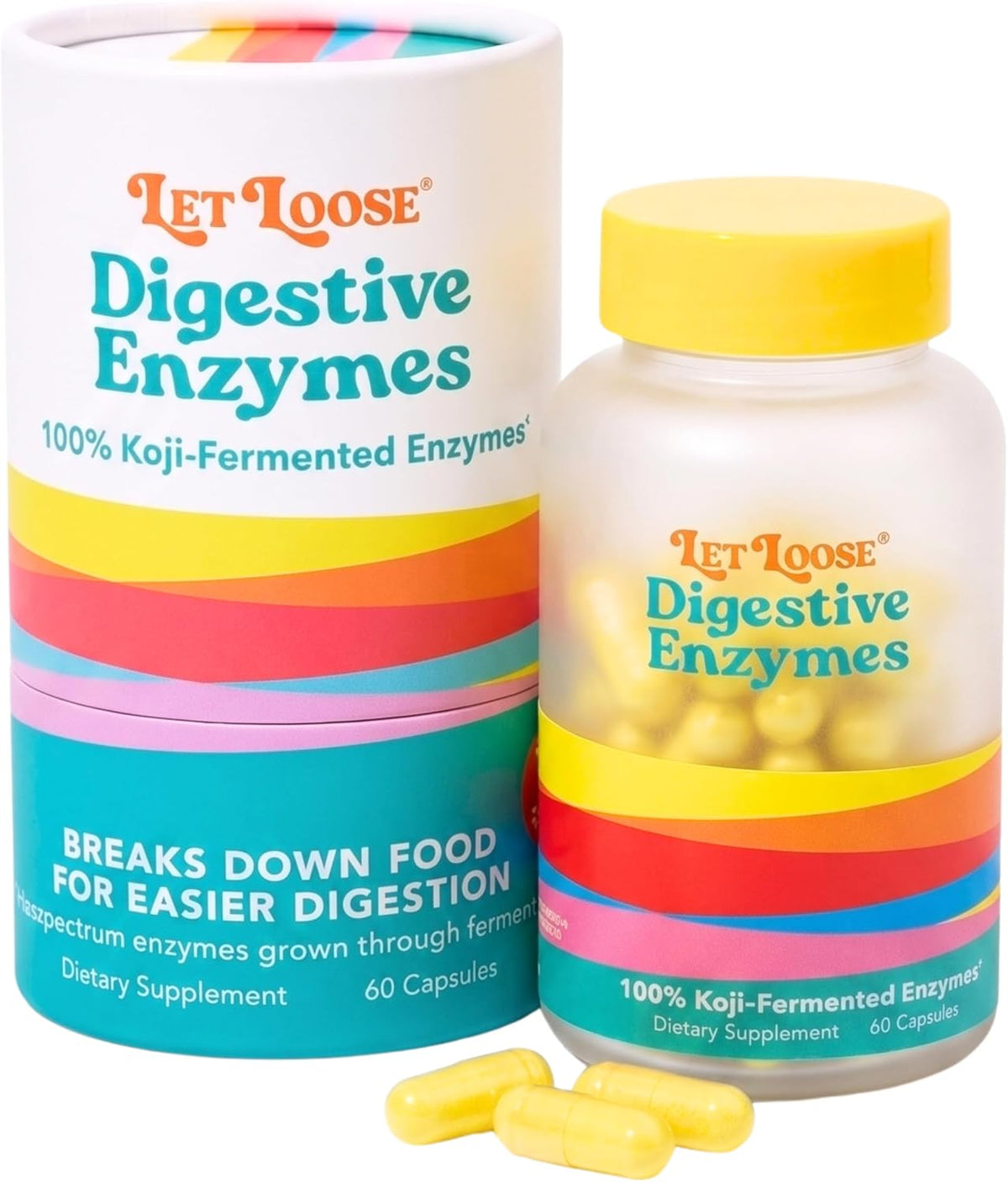 Let Loose Koji Digestive Enzymes Supplement for Bloating Relief (60 Count) | Supplement for Women & Men, Nutrient Absorption & Gut Health Support, Breaks Down Protein, Carbs & Fats, 16-Enzyme Complex