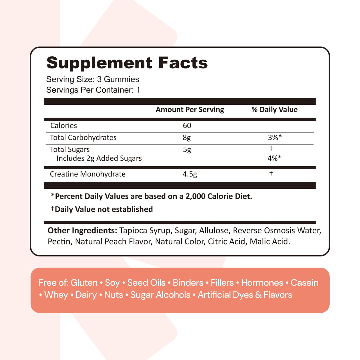 Create Creatine Monohydrate Gummies for Men & Women, Boost Focus, Strength, and Endurance, Anti-Melting Formula, Vegan, Gluten-Free, Non-GMO, 1.5g of Creatine per Gummy (Orange)