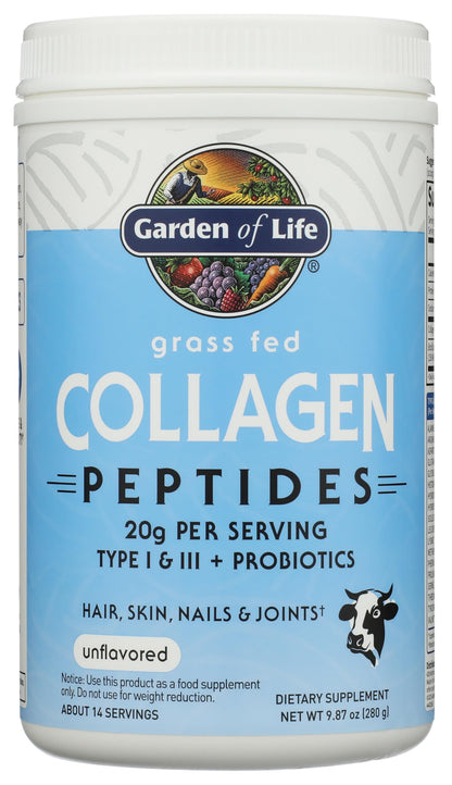 Garden of Life Grass Fed Collagen Peptides Powder Unflavored Collagen Powder for Women Men Hair Skin Nails Joints, Hydrolyzed Collagen Protein Supplements, Collagen for Women & Men, 28 Servings