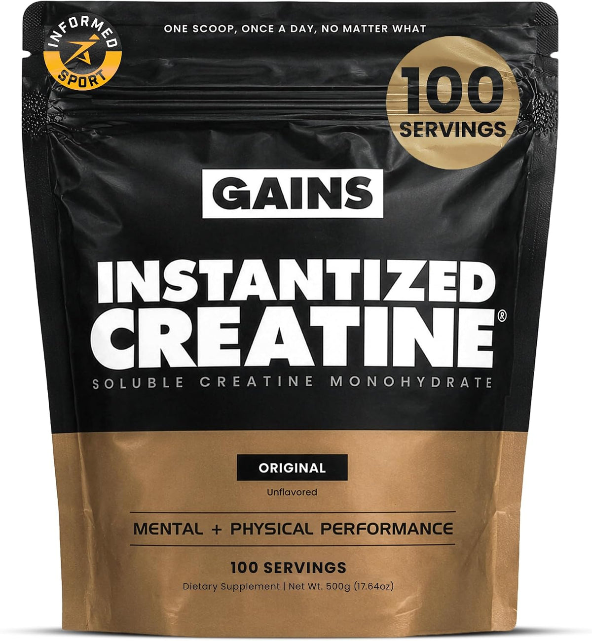 Gains in Bulk Instantized Creatine Monohydrate, Unflavored, 100 Servings