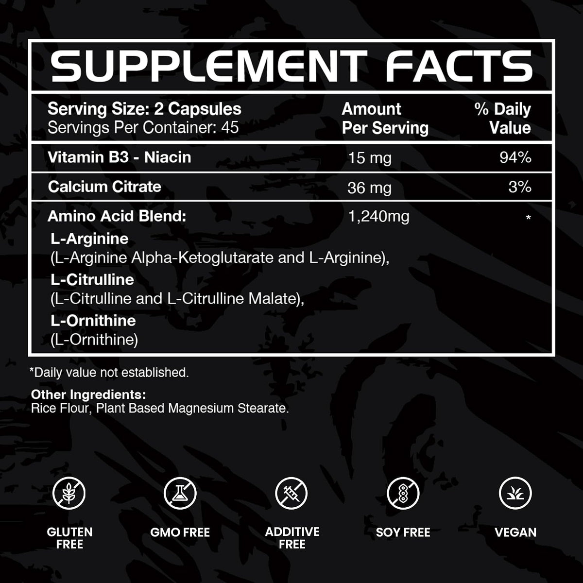 Gains in Bulk L-Arginine Amino Acid Supplement, 90 Capsules