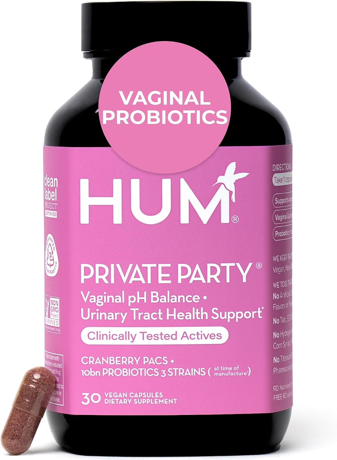 HUM Private Party Vaginal Probiotic, pH Balance & Urinary Health, 30 Count