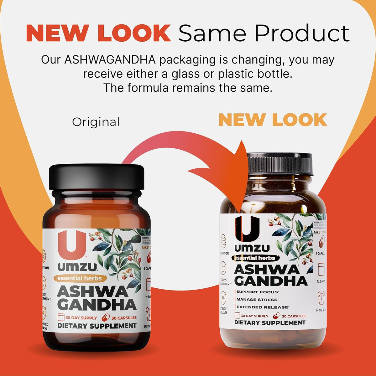 UMZU Ashwagandha Supplement Capsules, 30 Day Supply | Extended-Release Formula, Healthy Stress Response Support, Mood and Calm Support, Cognitive Function, Daily Balance