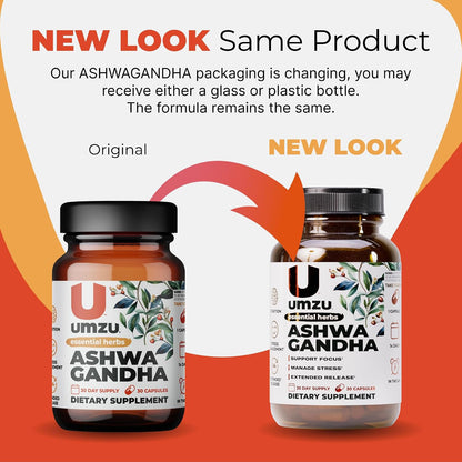 UMZU Ashwagandha Supplement Capsules, 30 Day Supply | Extended-Release Formula, Healthy Stress Response Support, Mood and Calm Support, Cognitive Function, Daily Balance