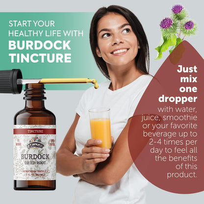 Burdock Tincture, Organic Burdock Extract Dried Root (Arctium Lappa) Burdock Drops, Non-GMO in Cold-Pressed Organic Vegetable Glycerin 2 oz, 670 mg