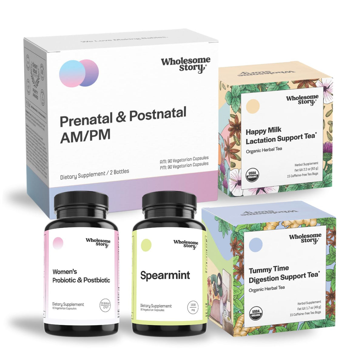 Gut Health Bundle: Premium Bioavailable Prenatal & Postnatal Vitamins | Morning Sickness Tea Relief