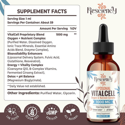 Liposomal Liquid Oxygen Drops, Oxygen & Nutrient Complex, High Absorption | Oxygen Boost Supplement with Trace Minerals, Fulvic Acid, CoQ10, Glutathione, Energy, Antioxidant, Altitude Support, 2 fl oz