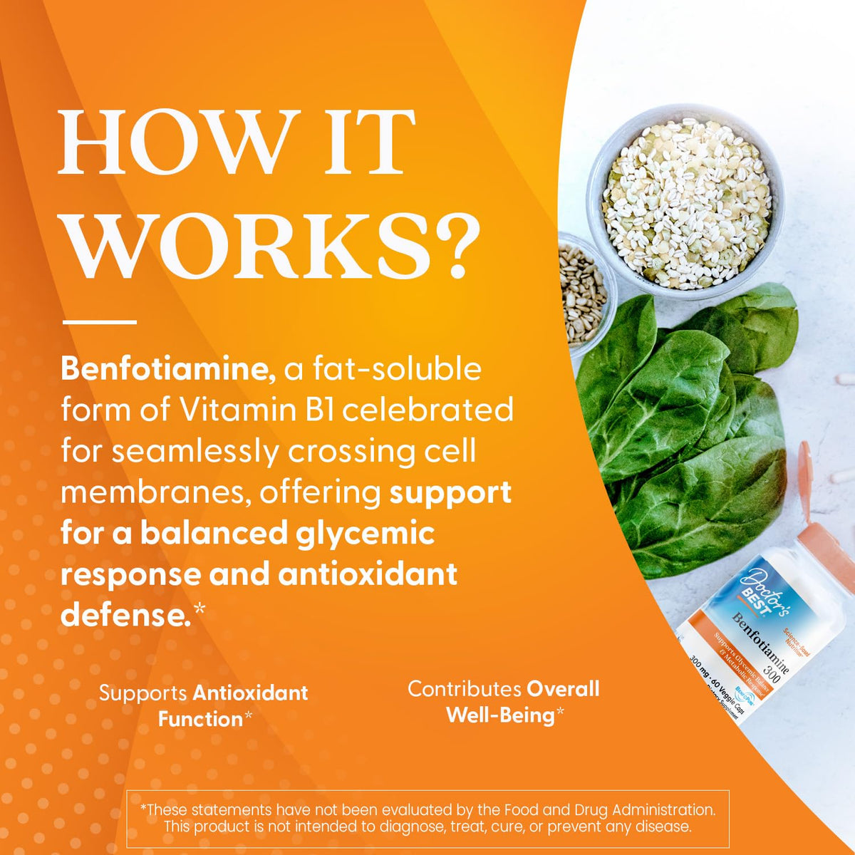 Doctor's Best Benfotiamine 300 with BenfoPure, Helps Maintain Healthy Glucose Metabolism, Non-GMO, Vegan, Gluten Free, Soy Free, 300 mg, 60 Veggie Caps