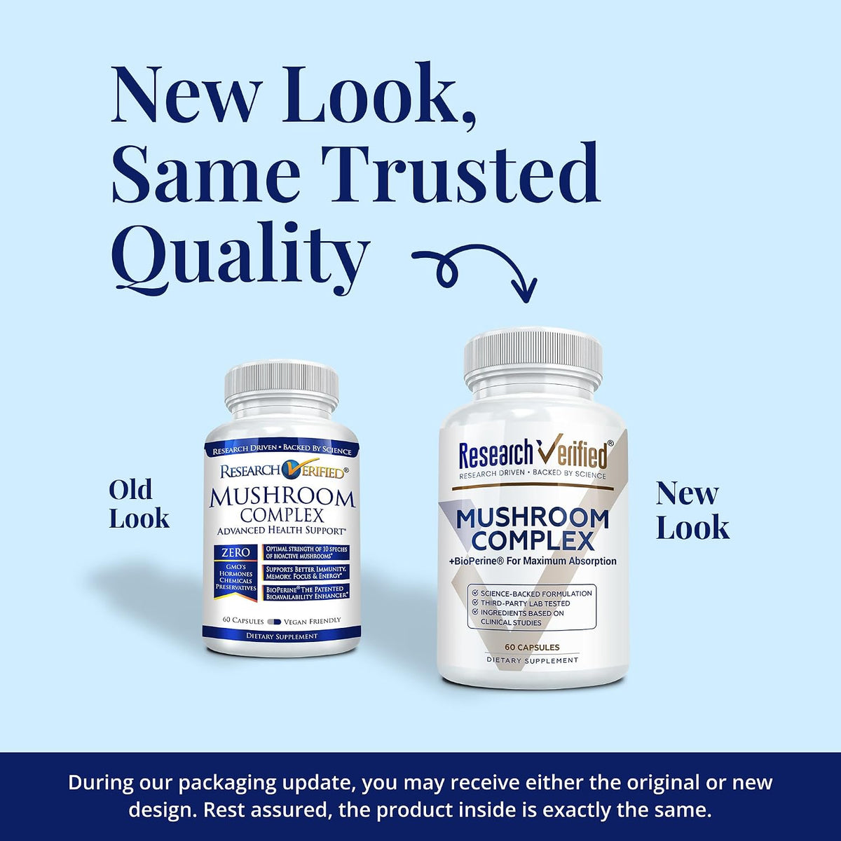 Research Verified Mushroom Complex - Support Immunity, Boost Antioxidants, Improve Cognitive Function - 10 Mushrooms Including Reishi, Maitake, and Shiitake - 60 Capsules - Vegan