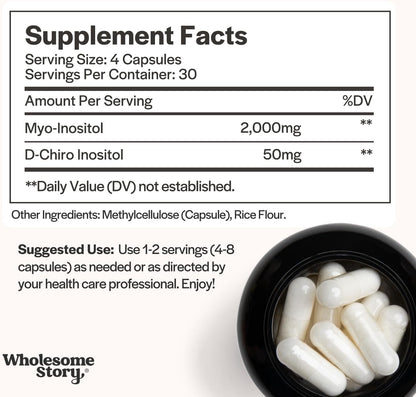 Myo & D Chiro Inositol + MTHF + Vitamin D3 | Myo-Inositol & D-Chiro Inositol Capsules with MTHF, Vitamin D3 Enhanced Bundle Supplement | Complete Hormonal & Fertility Support | 30 Servings