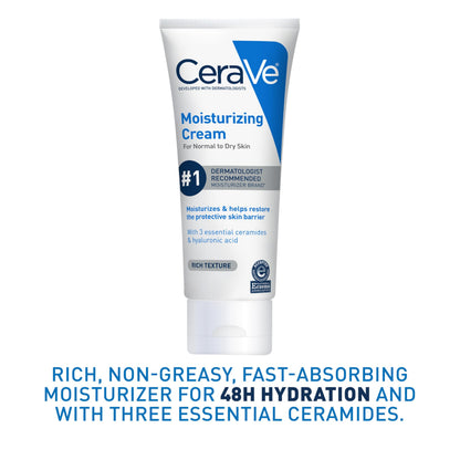 CeraVe Moisturizing Cream, Face Body Moisturizer, Normal to Dry Skin, 8 Fl Oz