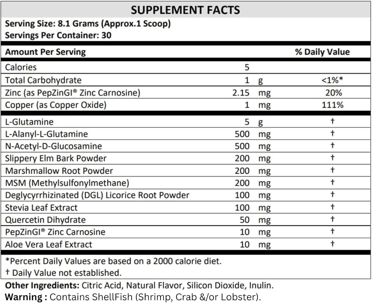 TERRA ORIGIN Healthy Gut Powder (Berry Flavor) |30-Servings with L-Glutamine, Zinc, Glucosamine, Slippery Elm Bark, Marshmallow Root and More!