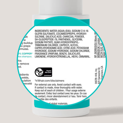 K18 Peptide Prep™ Detox Shampoo - Color Safe Clarifying Shampoo for Build Up Removal - Gently Removes Dirt, Oil + Metals from Hard Water with Activated Charcoal + Salicylic Acid