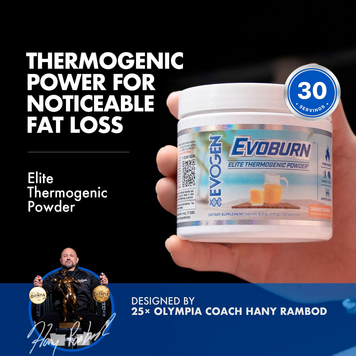 Evogen Evoburn Thermogenic | Mango | 30 Servings | MitoBurn, InnoSlim and ProGBB with caffeine, L-tyrosine, cocoa extract, DMAE and AdvantraZ for energy, focus and metabolism