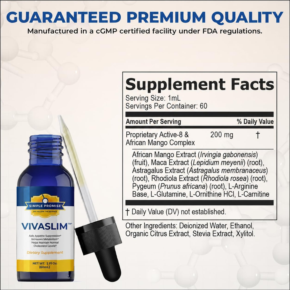 VivaSlim - Liquid Drops for Women - Maca Root and African Mango Extract | Sublingual Liquid, Appetite Balance Support, Rhodiola and Maca Root, Easy 10-Drop Routine, Alcohol-Free, 2 fl oz