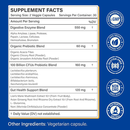 12 PPM Molecular Hydrogen Tablets & Digestive Enzymes with Probiotics and Prebiotics | Daily Wellness & Digestive Routine | 2 Items