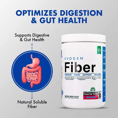 Evogen Fiber Powder | Gut Health | Natural Raspberry Lemonade | 30 Servings | Psyllium husk, inulin and digestion-resistant maltodextrin to ease bloating and support regularity; keto, low-carb friendly