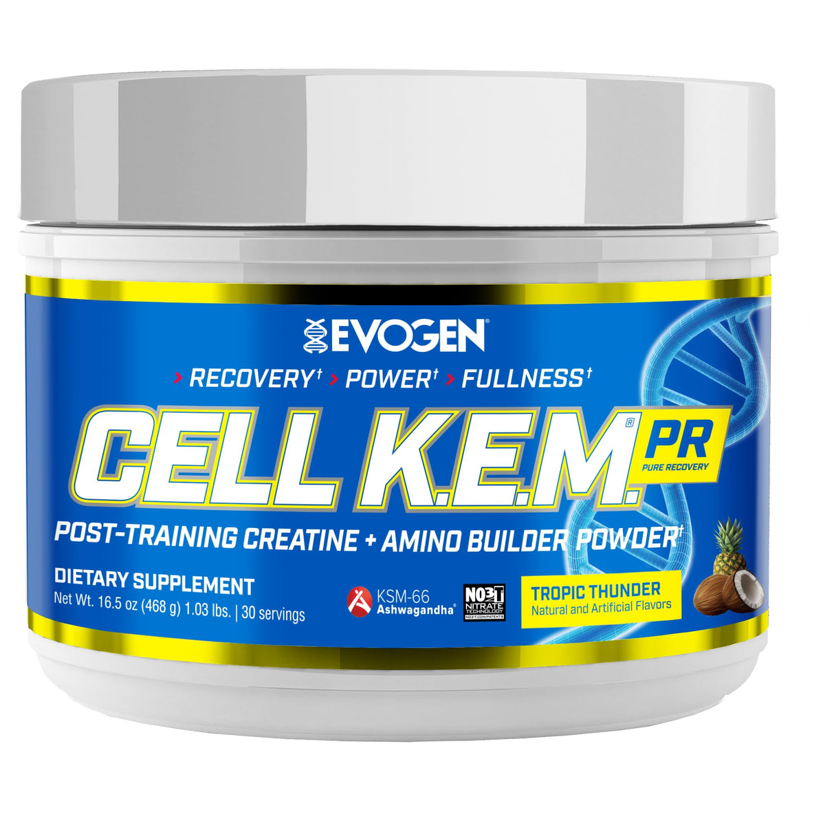 Evogen Cell K.E.M. PR Creatine | Raspberry Lemonade | 30 Servings | 4:1:1 BCAA ratio with added EAAs, NO3-T nitrate and KSM-66 ashwagandha for blood flow, recovery and muscle fullness