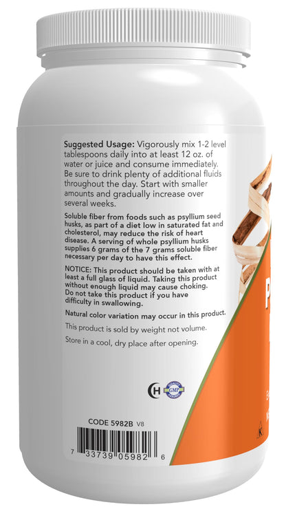 NOW Foods Supplements, Whole Psyllium Husks, Non-GMO Project Verified, Soluble Fiber, 24-Ounce