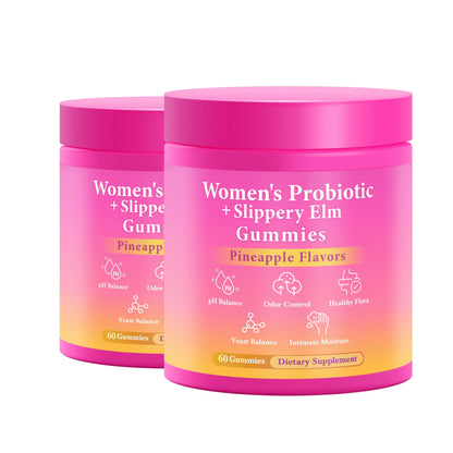BURMINY Her Juicy Feminine Probiotics Gummies, Premium Feminine Balance Probiotics with Slippery Elm for Women's pH Balance and Freshness – Support Daily Wellness & Comfort 60 Pineapple Gummies