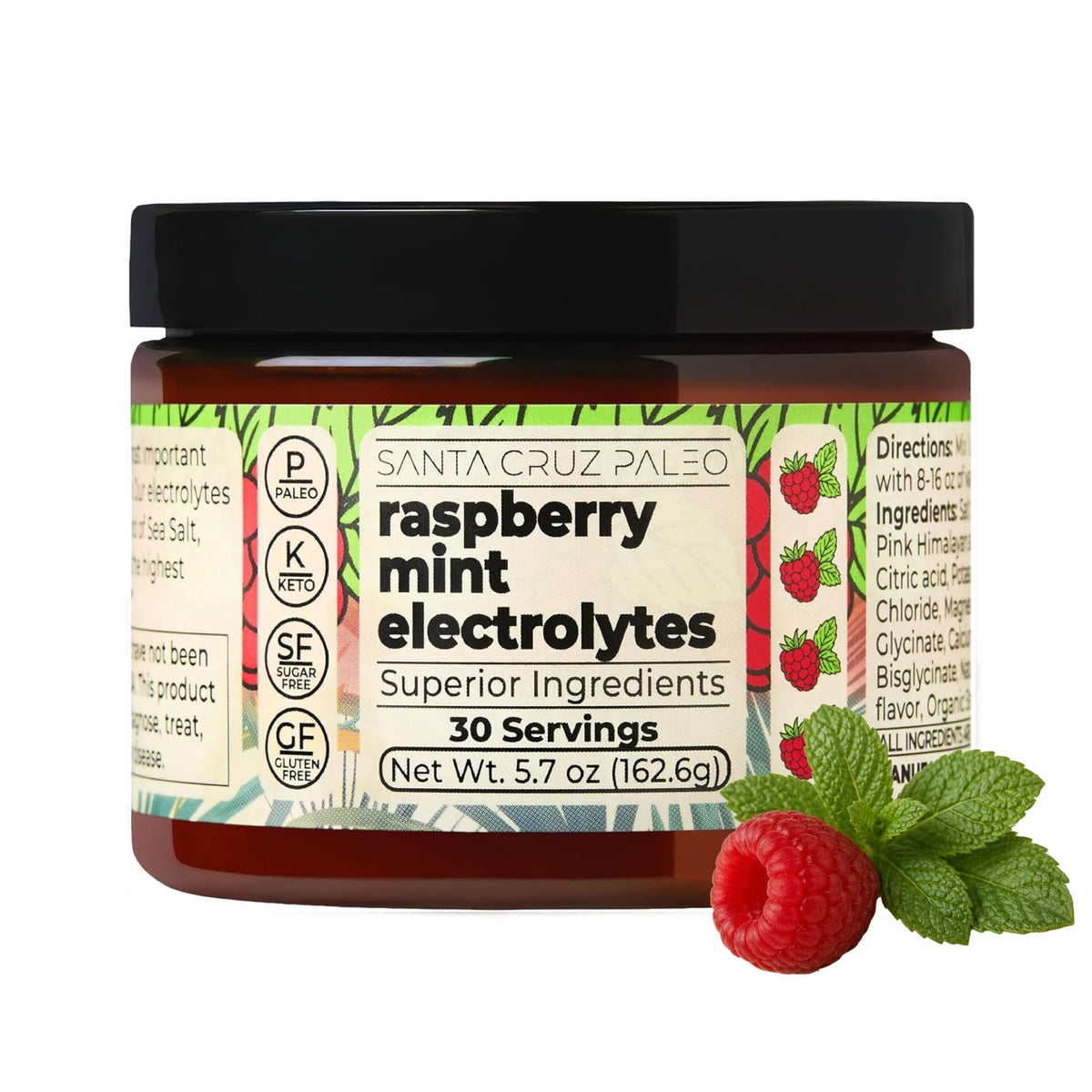 Santa Cruz Paleo Electrolyte Powder, Cherry Limeade, Sugar Free Hydration Drink Mix with Himalayan Pink Salt, Sea Salt, Magnesium Glycinate, Potassium Chloride, Sweetened with Stevia, 30 Servings