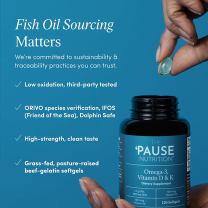 The 'Pause Life Skin & Bone + Omega 3 D3 K2 Bundle, Collagen & Fish Oil | Collagen peptides with hyaluronic acid & vitamin C + omega 3 fish oil with D3 & K2. Gluten free daily wellness bundle.