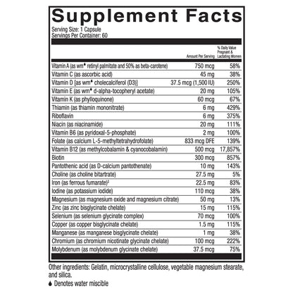 Celebrate Vitamins Bariatric Prenatal Multivitamin Capsules with Folate (Folic Acid), Vitamin A