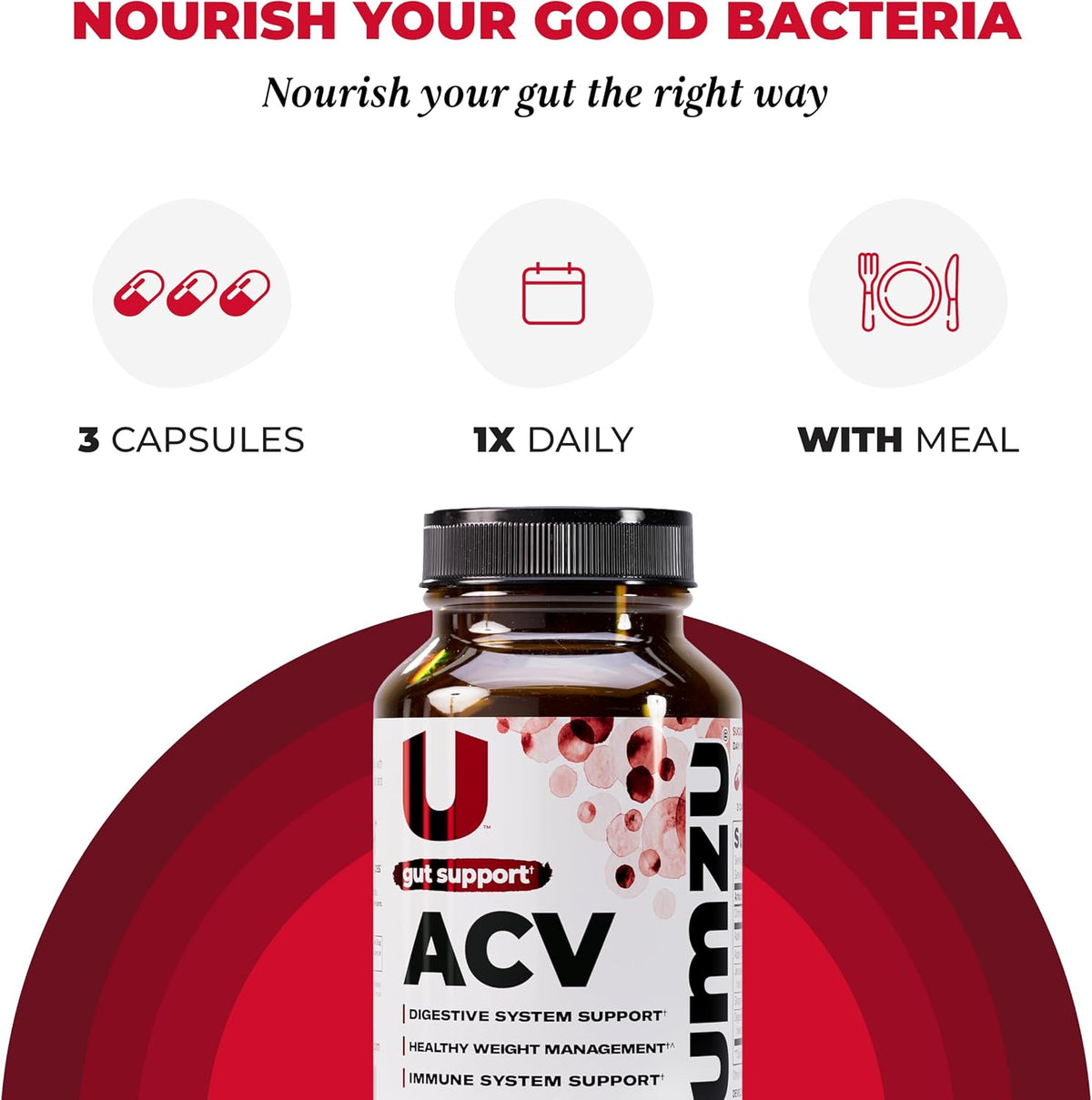 UMZU zuACV Apple Cider Vinegar Capsules, 30 Day Supply | ACV and Inulin Prebiotic Fiber Blend, Gut Health Support, Digestive Health, Daily Wellness and Microbiome Balance