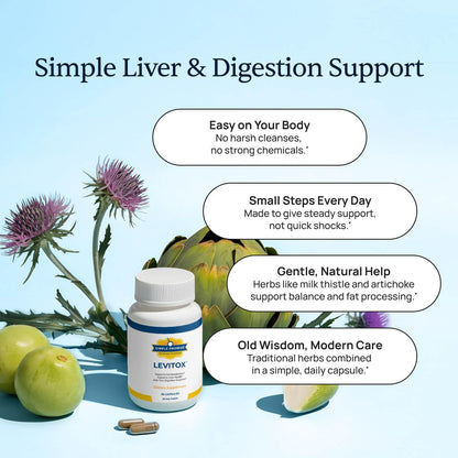 Levitox - Milk Thistle Liver Support with Dandelion Root - Women and Men | Milk Thistle Extract, Liver Health Support, Dandelion and Artichoke, Simple Once-Daily Routine, Non-GMO