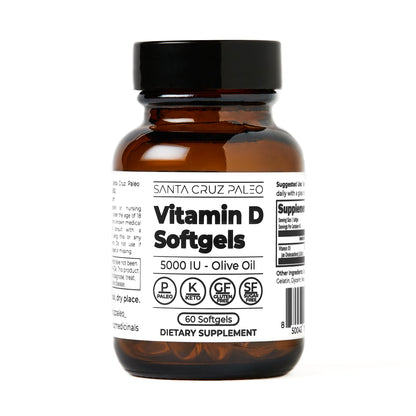 Santa Cruz Paleo Vitamin K2 + D3 Softgels, Daily Supplement with Organic Olive Oil, Includes Vitamin K1 & Two Forms of K2, Supports Heart & Bone Health, Gluten Free, Sugar Free, Paleo, Keto, 60 Count