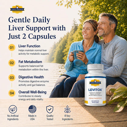 Levitox - Milk Thistle Liver Support with Dandelion Root - Women and Men | Milk Thistle Extract, Liver Health Support, Dandelion and Artichoke, Simple Once-Daily Routine, Non-GMO