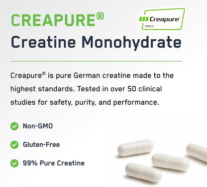 SteelFit Creatine Monohydrate Capsules for Men & Women, 100 Servings | 2.5g Creapure Creatine - Lean Muscle Gain, Strength Building & Recovery - Gym Workout Supplements, Veggie Capsule