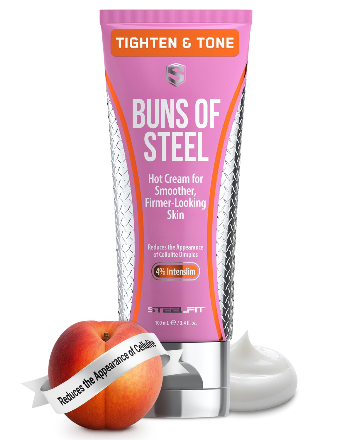 SteelFit Maximum Toning Cellulite Cream for Stretch Marks, Buns of Steel | Skin Firming & Tightening Body Lotion with Caffeine - Anti-Cellulite Remover Treatment for Booty, Thighs, Legs, & Glutes