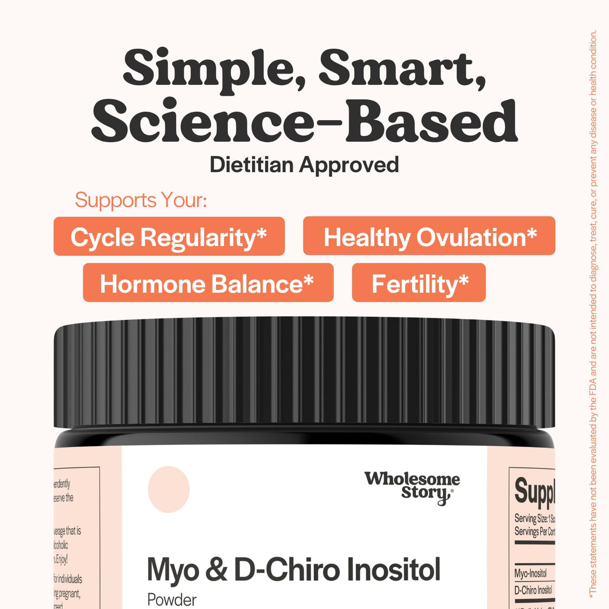 Wholesome Story Myo-Inositol & D-Chiro Inositol Supplement for Women | Fertility Supplements for Hormonal Balance & Ovarian Health Support | Myoinositol | Ideal 40:1 Ratio | 30 Servings