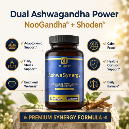 Adaptogen Cortisol Manager - NooGandha® & Shoden® Dual Ashwagandha | 35% Withanolide Glycosides for Healthy Cortisol Levels, Relaxation, Stress Relief, Calm Focus & Daily Balance - 60 Softgels