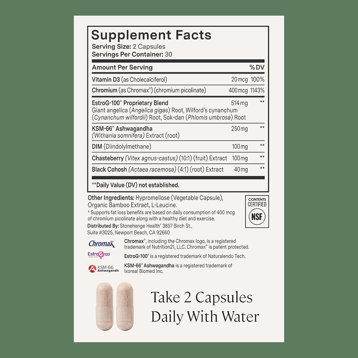 Stonehenge Health for Women Menopause Support for Peri + Menopause + Post - Mood, Energy, Stress, Hot Flashes, Night Sweats, Sleep & Cortisol, Chromax Chromium, Vitamin D3, KSM-66 Ashwagandha (3 Pack)