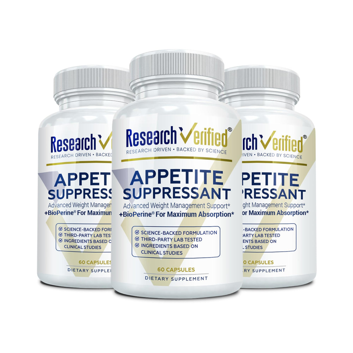 Research Verfied Appetite Suppressant - Curb Cravings, Reach Satiety, Boost Metabolism - 60 Capsules - Pack of 1