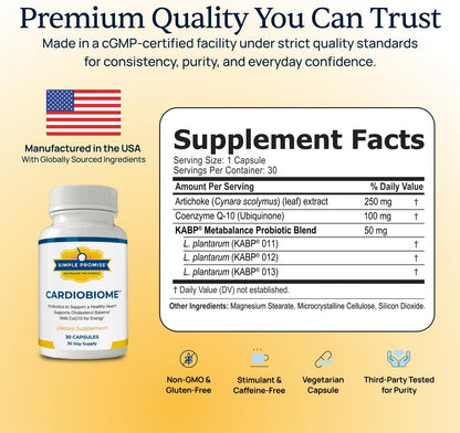 CardioBiome - CoQ10 Probiotic with Artichoke Extract - Heart Health Support | Probiotic Heart Blend, Circulation and Gut Support, Artichoke Extract, Simple Once-Daily Routine, Non-GMO, 30-Day Supply
