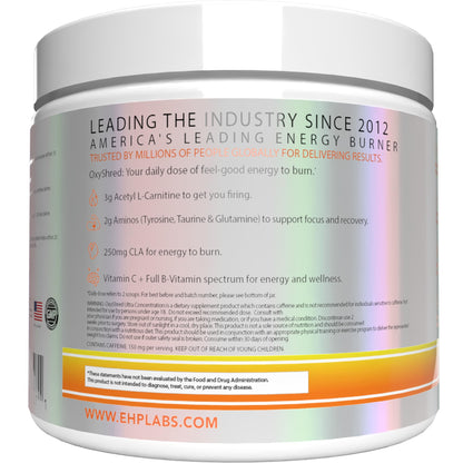 EHP Labs OxyShred Pre Workout Powder - Preworkout Powder with L Glutamine & Acetyl L Carnitine, Energy Boost Drink - Cosmic Blast, 60 Servings