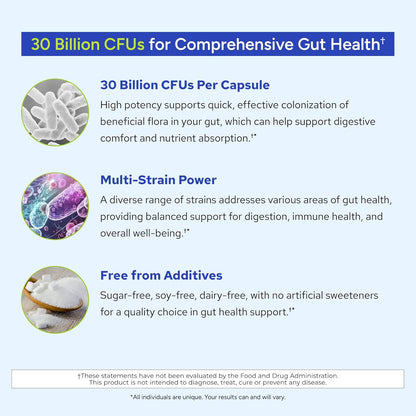 Gundry MD® 24 Strain Probiotic, 30 Billion CFU, 30 Capsules | Gut Health Support & Digestive Balance, Reduced Gas & Bloating, Lactobacillus and Bifidobacterium, 1 Daily Capsule