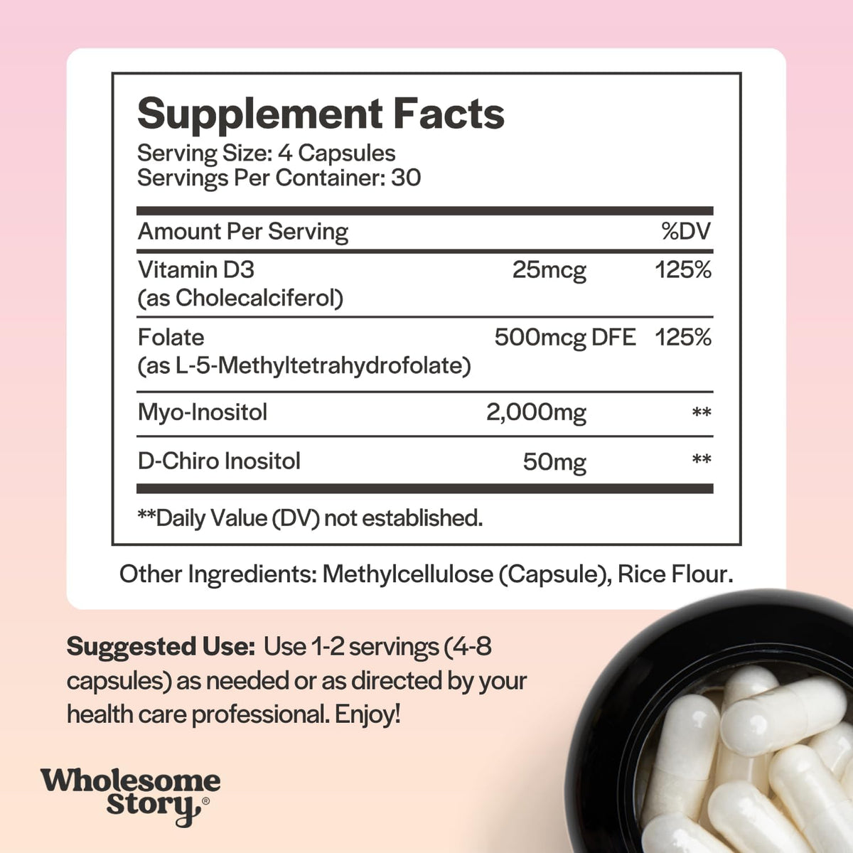 Myo & D Chiro Inositol + MTHF + Vitamin D3 | Myo-Inositol & D-Chiro Inositol Capsules with MTHF, Vitamin D3 Enhanced Bundle Supplement | Complete Hormonal & Fertility Support | 30 Servings