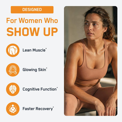 SteelFit Just for Women Creatine & Collagen Powder, Peach Mango | 5g Creapure Creatine Monohydrate & 3g Grass-Fed Collagen Peptides - Lean Muscle, Brain Health & Glowing Skin - 30 Servings