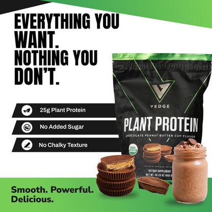 VEDGE Vanilla Protein Powder, USDA Organic Plant Based, 20 Servings | Plant Based Protein Powder, From Pea, Pumpkin, And Sunflower With Smooth Texture For Shakes, Smoothies, Vegan, And Baking